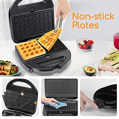 Mini Waffle Maker Detachable Breakfast Sandwich Maker Toaster 3 In 1 Non  Stick Sandwich Maker With Cool Touch Handle