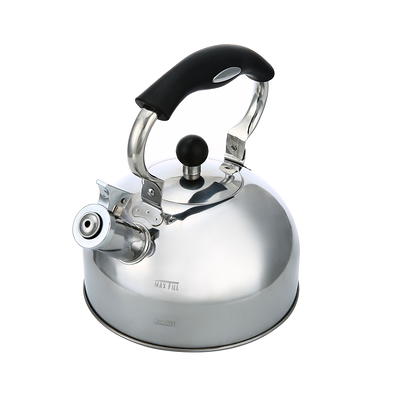 J&V Textiles 12-Cup 3 qt. Silver Stainless Steel Whistling Tea Kettle