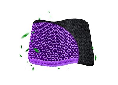 Gel Seat Cushion for Long Sitting, Soft Breathable Purple Honeycomb Office  Chair Cushion for Back Sciatica Tailbone Pain Relief