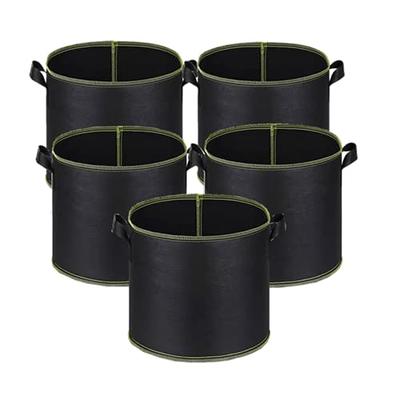 iPower 5 Gallon Grow Bags Nonwoven Fabric Pots Aeration Container with  Strap Handles for Garden and Planting, 5-Pack Black, 5 Gallon