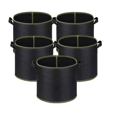 iPower 5-Pack 10 Gallon Plant Grow Bags Thickened Nonwoven Aeration Fabric  Pots Heavy Duty Durable Container, Strap Handles for Garden, Black 5-Pack