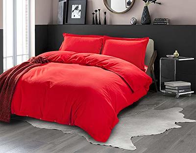  AMWAN Brick Red Duvet Cover King Knitted Cotton Solid Color  Bedding Set Simple Style Jersey Knit Cotton Comforter Cover Solid Red  Bedding Collection 1 Duvet Cover with 2 Pillowcases King 