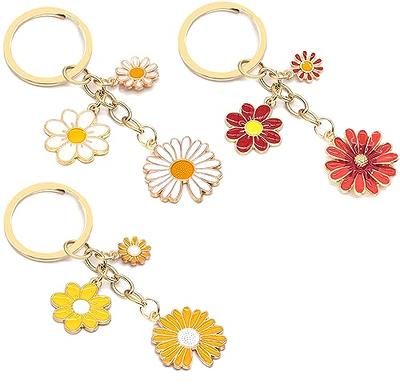 Flower Bag Charms Enameled Keychain for Women Girls 2Pcs Cute