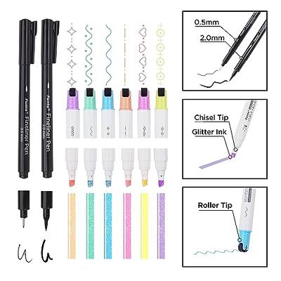 AECHY Colored Curve Pens Dual Tip Pens with 6 Different Curve Shapes & 8 Colors Fine Tips Journal Planner Pens for Writing Journaling Note Taking