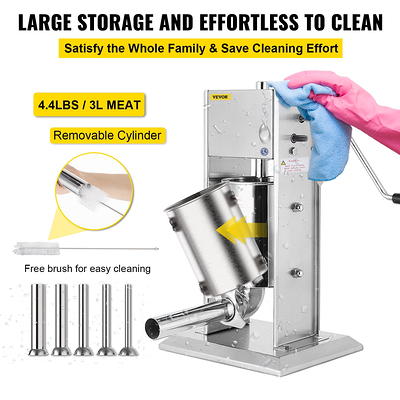 Commercial 25 lbs. / 12 L Stainless Steel Dual Speed Vertical Sausage Stuffer Meat Filler with 4-Stuffing Tubes