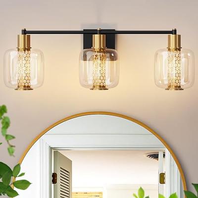 MELUCEE Metal Wall Lights with Clear Glass Shade 2 Heads Bathroom