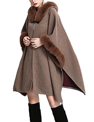 Winter Women Hooded Cloak Cape Coat Loose Long Sleeve Poncho