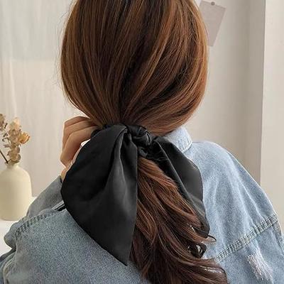 Bow Scrunchies Silk Hair Ties for Women Satin Scrunchie for Hair