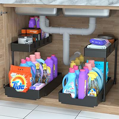 WAKISA 2 Pack Under Sink Organizer, 2 Tier Under Sink Organizers