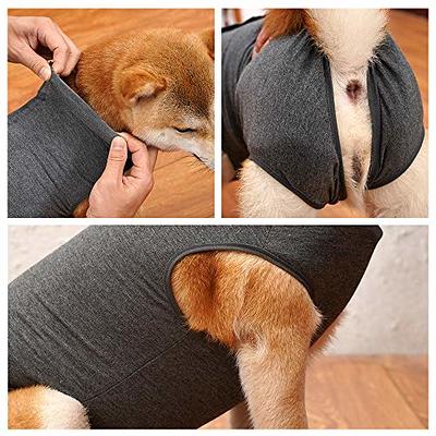 Dog Recovery Suit Abdominal Wound Puppy Surgical Clothes Post-Operative  Vest Pet After Surgery Wear Substitute E-Collar & Cone (M, Grey) :  : Pet Supplies