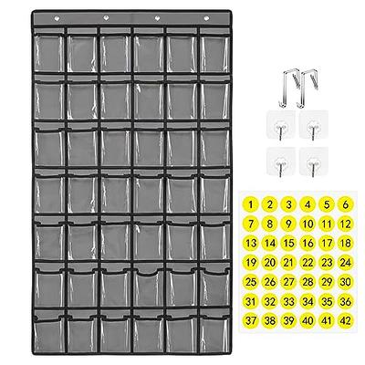 Misslo Classroom Cell Phone Calculator Holder Numbered 30 Pockets Chart Hanging Wall Door Storage Organizer (Blue)