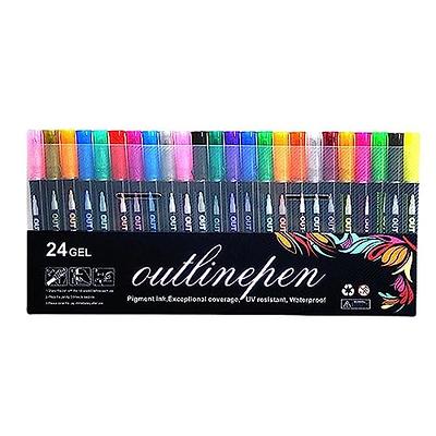 Double Line Glitter Shimmer Metallic Markers, ZSCM 24 Colors 24