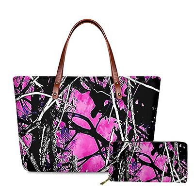 FKELYI Pink Camouflage Women's Luxurious Designer Handbag Purse