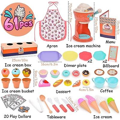 Wooden Ice Cream Maker Toy Set for Toddler, Pretend Play Kitchen Food  Accessories, Counter Playset for Kids, Christmas Birthday Gift for 3 4 5 6  Years