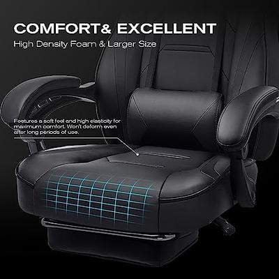 Black Leather Gaming Chair with Footrest Big and Tall Gamer Chair