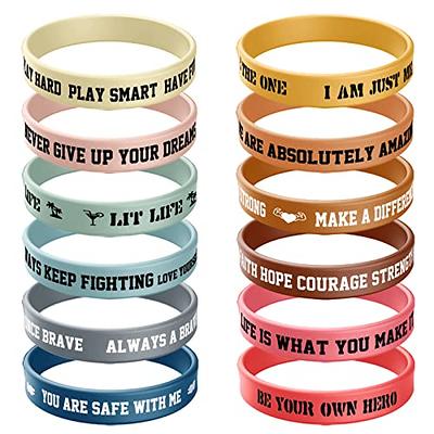 ZIQON 12 Pcs Multicolor Motivational Quote Silicone Wristbands