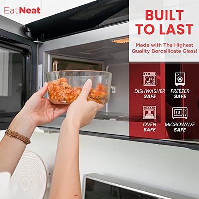 PrepNaturals 5 Pack Glass Food Storage Containers with Lids - Glass Meal  Prep Containers - Dishwasher Microwave Oven Freezer Safe (Multi-Compartment)