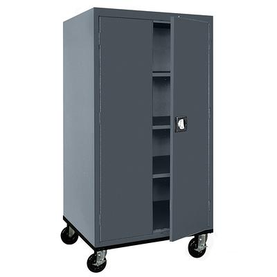 HDX Plastic Freestanding Garage Cabinet in Gray (27 in. W x 68 in. H x 15  in. D) 221874 - The Home Depot