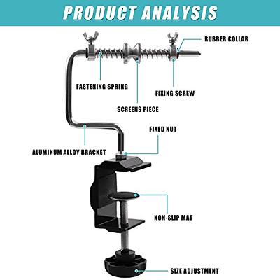 Portable Line Spooler with Adjustable Tension and Table/Bench Clamp