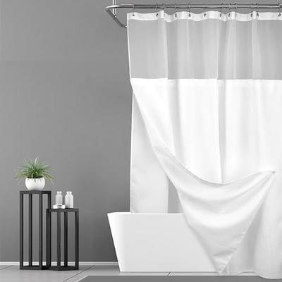 N&Y HOME 60 Inch Waffle Weave Shower Curtain with Snap-in Fabric Liner & 12  Metal