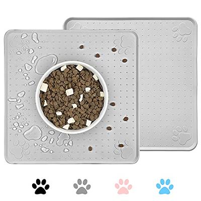 Ptlom 2Pcs Pet Placemat for Cats and Dogs,Waterproof Non-Slip Pet Food Water  Feed Mat,High Lips Edge Cat Dog Mat Prevents Spill,Suitable for  Small,Medium and Large Pet,Black 