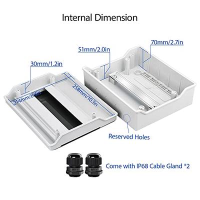 GroTheory 2 Pack Electrical Box, IP67 ABS Plastic Waterproof Junction Box,  Project Box with Hinged Cover, Wall Brackets, Mounting Panel, Cable