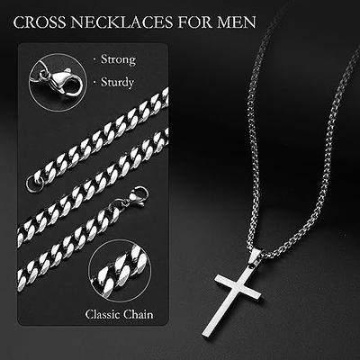 VJIEAZI Cross Necklace for Men,Gold Black Silver Stainless Steel