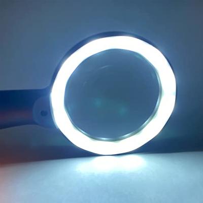 10X Lighted Magnifier Handheld Illuminated Lighted Magnifier 12 LED Light  Large Magnifying Glass with Light Portable for Reading