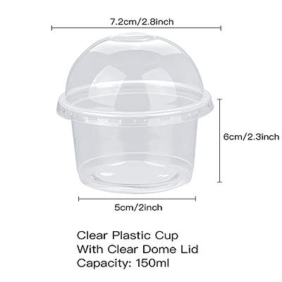 50-Pack 5 oz Plastic Dessert Cups with Lids - Bulk Ice Cream Containers  with Dome Lids (Clear)