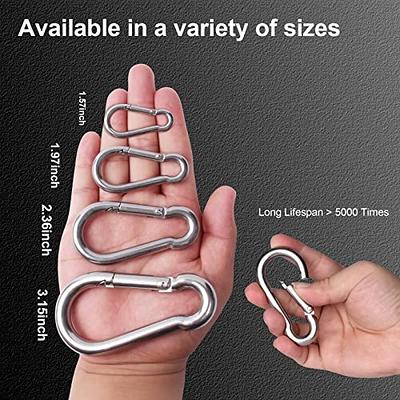 12PCS M4 Carabiner Clip Hook, Heavy Duty Spring Snap, Small Stainless Steel  Ring for Camping Fishing Hiking Traveling Climbing, Quick Link for