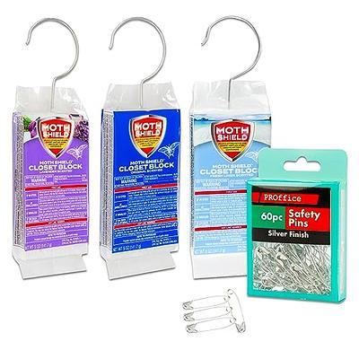 Moth Blocks Closet Variety Pack - Bundle with 3 Moth Shield Closet Blocks  Scented Original, Lavender, Fresh Linen Plus Safety Pins