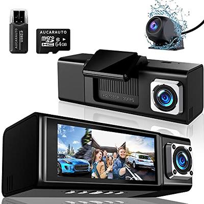 3 Channel Dash Cam Front and Rear Inside,1080P Full HD 170 Deg