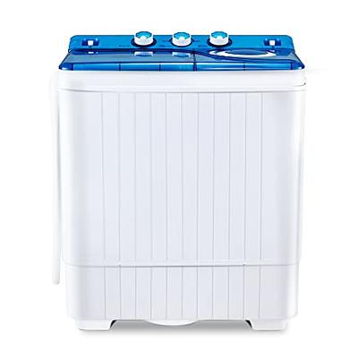 26 lbs Portable Washing Machine with Drain Pump, 2-in-1 Twin Tub Top Load Washer Dryer Combo for RV Apartment(Blue)