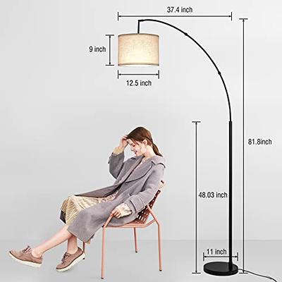 Outon Floor Lamps for Living Room with Remote Control, 4 Color Temperatures Pole Lamps with Linen Shade for Bedroom, Office, Black