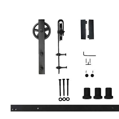 HOMACER 4 ft./48 in. Black Rustic Non-Bypass Sliding Barn Door Hardware Kit  Diamond Design Roller for Double Doors LX2TGH048C - The Home Depot