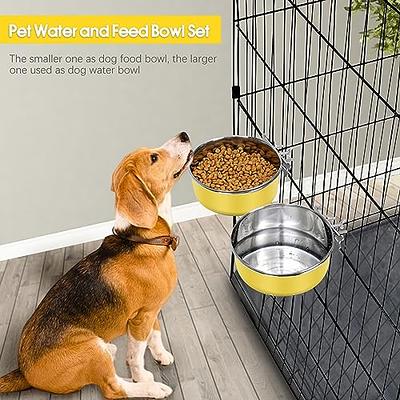 2PCS Crate Dog Food Water Bowl, Stainless Steel Hanging Crate Cat Bowls for  Cage Small Animal Food Water Feeder for Small Dog, Cat, Rabbit, Bird