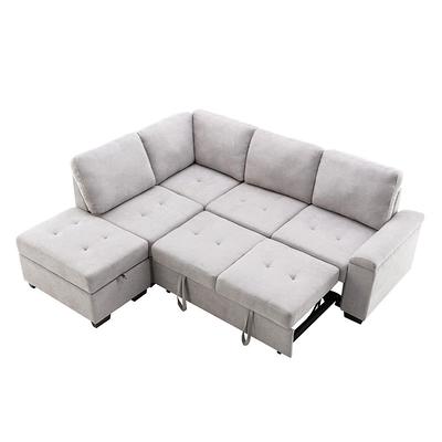 73.23 in. W Light Gray Fabric Twin Size Sofa Bed with Armrest