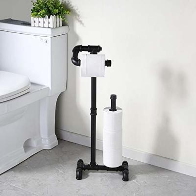 Industrial Style Freestanding Toilet Paper Holder With Dual 