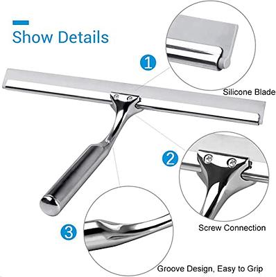 AmazerBath Shower Squeegee, Squeegee for Shower Glass Door, All-Purpose Squeegee for Shower Doors, Car Window, Tiles Mirror - Stainless Steel