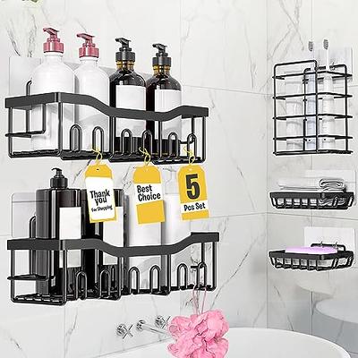 EUDELE Shower Caddy 5 Pack,Adhesive Shower Organizer for Bathroom  Storage&Home Decor&Kitchen,No Drilling,Large Capacity,Rustproof Stainless  Steel