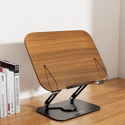 Crocqett 360 Degree Book Stand for Reading - Desktop Book Holder Stand  Height Adjustable Large Book Stand for Desk with Paper Clips for Kitchen  Books