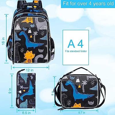 3PCS Toddler Backpack for Boys, 12'' Dinosaur Bookbag and Lunch