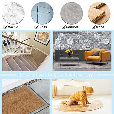 Carpet Tape, 8 Pcs Non Slip Rug Tape for Hardwood Floors and Tiles,  Reusable and Washable Rug Pad Gripper for Area Rugs, Dual Sided Adhesive  Rug