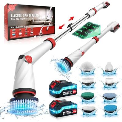 Electric Cleaning Brush, 8 in1 Electric Cordless Spin Scrubber and  Adjustable Extension Deep Cleaning Brush for Electric Washer Bathroom  Bathtub