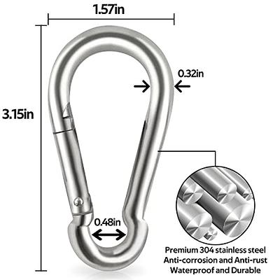 6 Pcs Carabiner Clip Spring Snap Hook - 304 Stainless Steel Quick