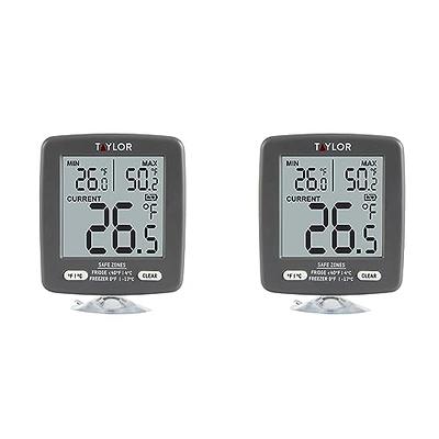 2 Pack Refrigerator Fridge Thermometer Digital Freezer Room Thermometer  Waterproof Large LCD Display Max/Min Record Function-Black