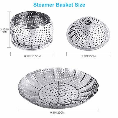 Steamer Basket Stainless Steel, Vegetable Steamer Basket for Pot,Folding Steamer  Insert for Veggie Fish Seafood Cooking, Expandable to Fit Various Size  Pots, 5.9 to 9 