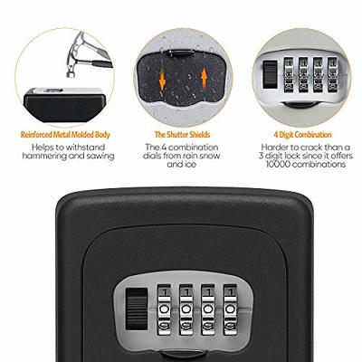 Fayleeko Key Lock Box Wall Mounted, Portable Lock Box for House Key, 5 Key Capacity, Weatherproof Resettable Code House Key Safe Security