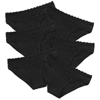 Black Bikini Cotton and Lace Knickers 4 Pack