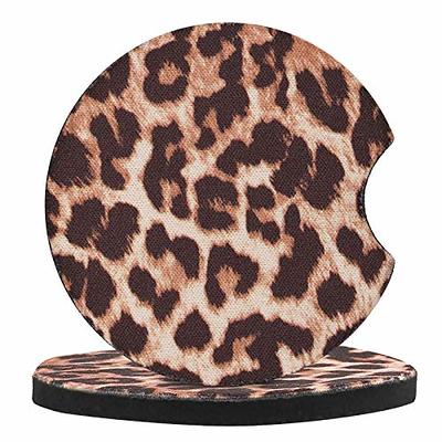 4 Pack Car Coasters, 2.75inch Leopard Print Car Cup Holder